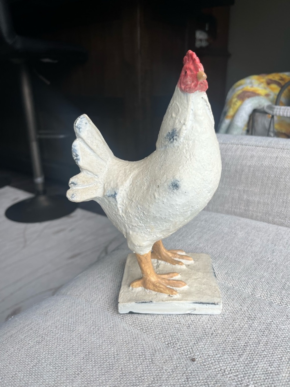 White Rustic Chicken Sculpture - Home Art Décor
